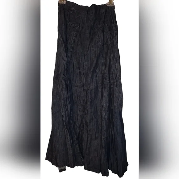NWOT V Cristina Designer Pleated Denim Maxi Skirt - Picture 2 of 3